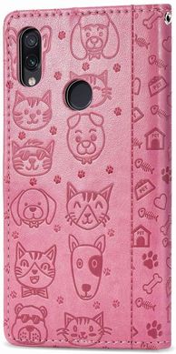 Чехол Embossed Cat and Dog для Xiaomi Redmi 7 книжка кожа PU Pink