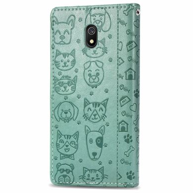 Чохол Embossed Cat and Dog для Xiaomi Redmi 8A книжка шкіра PU Mint