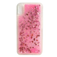 Чехол Glitter для Xiaomi Redmi 7A Бампер Жидкий блеск Аквариум Сердце Розовый
