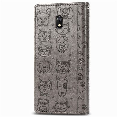 Чохол Embossed Cat and Dog для Xiaomi Redmi 8A книжка шкіра PU Gray