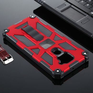 Чехол Shockproof Shield для Xiaomi Redmi Note 9 бампер противоударный с подставкой Red
