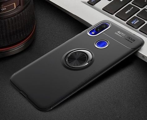 Чехол TPU Ring для Xiaomi Redmi Note 7 / Note 7 Pro бампер оригинальный Black с кольцом