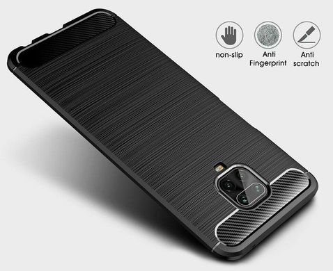 Чехол Carbon для Xiaomi Redmi Note 9 Pro противоударный бампер Black