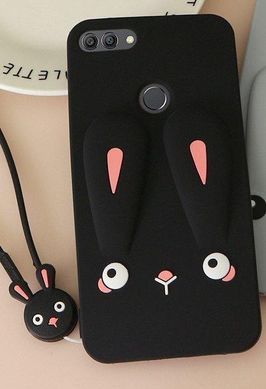 Чохол Funny-Bunny 3D для Huawei Y6 Prime 2018 Бампер гумовий чорний