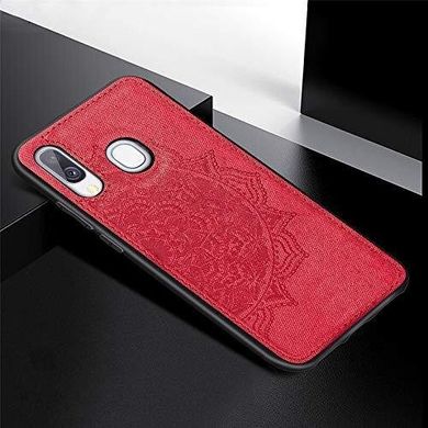Чехол Embossed для Samsung A40 2019 / A405F бампер накладка тканевый красный