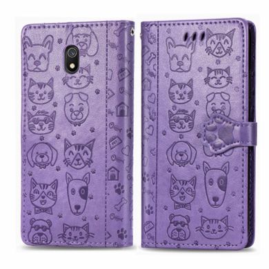 Чехол Embossed Cat and Dog для Xiaomi Redmi 8A книжка кожа PU Purple