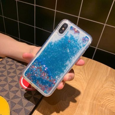 Чехол Glitter для Iphone XS Бампер Жидкий блеск синий
