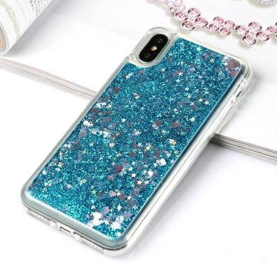 Чехол Glitter для Iphone XS Бампер Жидкий блеск синий