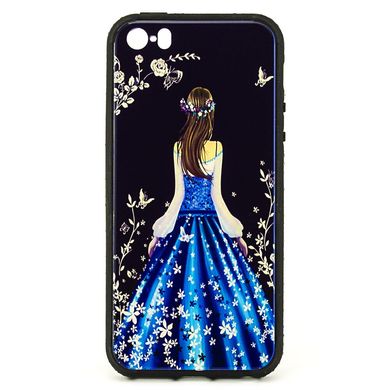 Чохол Glass-case для Iphone 5 / 5s / SE бампер накладка Blue Dress