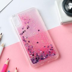 Чохол Glitter для Iphone XS Бампер Рідкий блиск Серце Рожевий