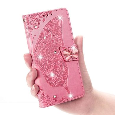 Чохол Butterfly для Xiaomi Redmi 7A Книжка шкіра PU рожевий зі стразами