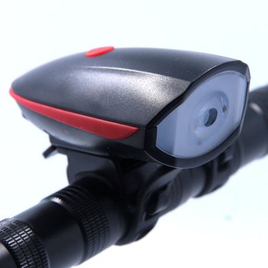Передня велосипедна фара + сигнал Robesbon 7588 велофонарь USB Red