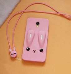 Чехол Funny-Bunny 3D для Meizu M2 note Бампер резиновый розовый