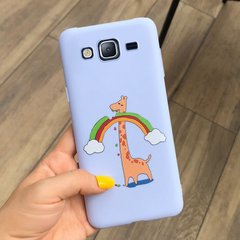 Чехол Style для Samsung J3 2016 / J320 Бампер силиконовый Голубой Giraffe