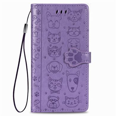 Чехол Embossed Cat and Dog для Iphone 7 Plus / 8 Plus книжка кожа PU с визитницей фиолетовый