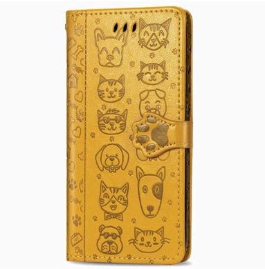 Чохол Embossed Cat and Dog для Xiaomi Redmi Note 9 Pro книжка шкіра PU Yellow