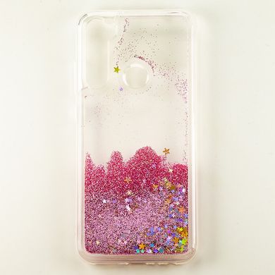 Чехол Glitter для Xiaomi Redmi Note 8 Бампер Жидкий блеск звезды розовый