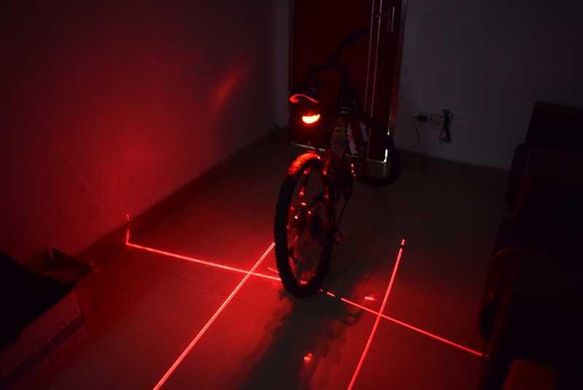 Велосипедний задній ліхтар з лазером Robesbon мигалка з лазерною доріжкою Cross червоний