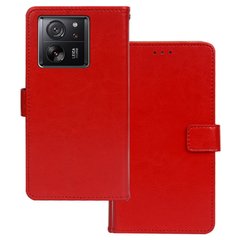 Чехол Idewei для Xiaomi 13T Pro книжка кожа PU с визитницей красный