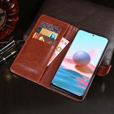 Чехол Idewei для Motorola Moto G72 книжка кожа PU с визитницей коричневый