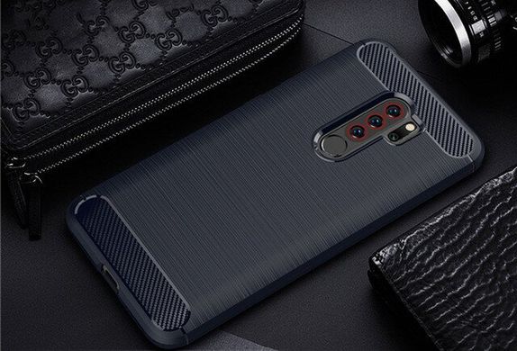 Чехол Carbon для Xiaomi Redmi Note 8 Pro бампер противоударный Blue