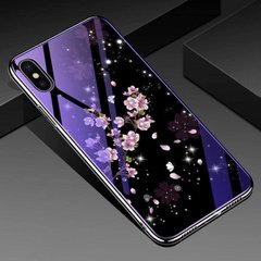 Чехол Glass-Case для Iphone X бампер стеклянный Sakura