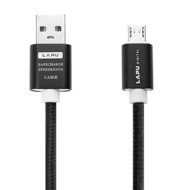 Кабель Lapu micro USB Андроїд Шнур для Зарядки 1,5 метра нейлон Black