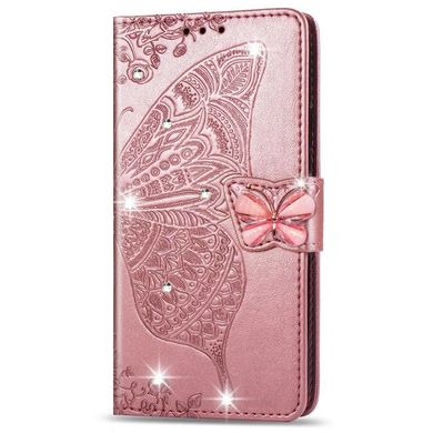Чехол Butterfly для Xiaomi Redmi 7A Книжка кожа PU Rose-Gold со стразами