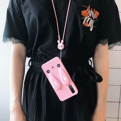 Чохол Funny-Bunny для Xiaomi Mi 9 SE бампер гумовий заєць Рожевий
