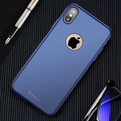 Чехол Ipaky для Iphone XS бампер + стекло 100% оригинальный с вырезом 360 Blue