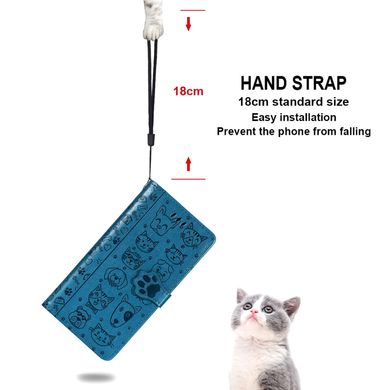 Чехол Embossed Cat and Dog для Iphone 6 Plus / 6s Plus книжка с визитницей кожа PU голубой