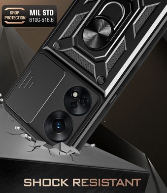 Чехол Hide Shield для OPPO Reno 8T бампер противоударный с подставкой Black