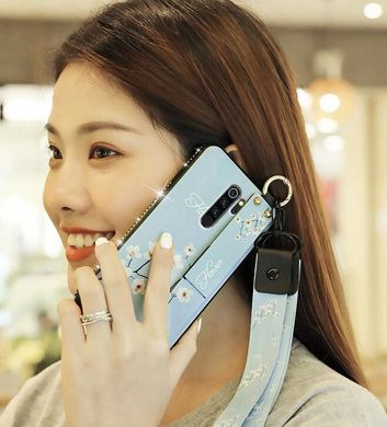 Чехол Lanyard для Xiaomi Redmi Note 8 Pro бампер с ремешком Blue