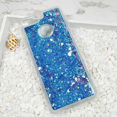 Чехол Glitter для Huawei P Smart 2018 / FIG-LX1 / FIG-LA1 Бампер Жидкий блеск Синий