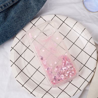 Чехол Glitter для Samsung A7 2017 / A720 Бампер Жидкий блеск сердце Розовый