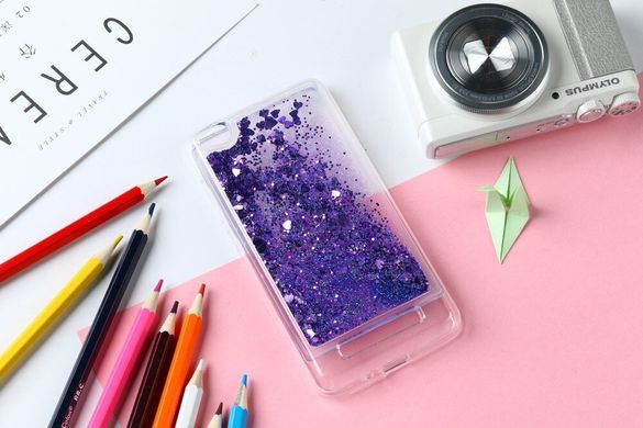 Чехол Glitter для Xiaomi Redmi 4a Бампер Жидкий блеск фиолетовый