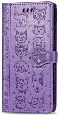 Чехол Embossed Cat and Dog для Xiaomi Redmi 7 книжка кожа PU Purple