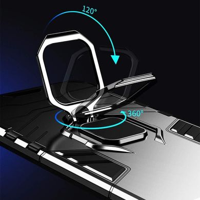 Чехол Iron Ring для Xiaomi Redmi 12C противоударный бампер с подставкой Black