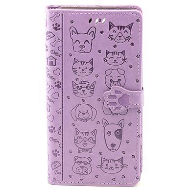 Чохол Embossed Cat and Dog для Xiaomi Redmi 7 книжка шкіра PU Purple