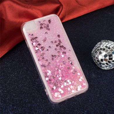 Чехол Glitter для Iphone 7 / 8 Бампер Жидкий блеск с Сердце Розовый