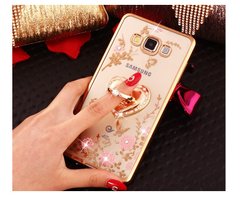 Чехол Luxury для Samsung J5 2016 / J510H / J510 / J510F бампер с подставкой Ring Heart Gold