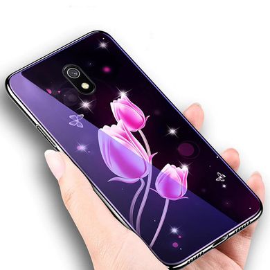 Чехол Glass-case для Xiaomi Redmi 8A бампер накладка Flowers