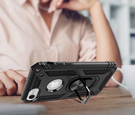 Чехол Shield для Iphone SE 2020 бронированный Бампер с подставкой Black