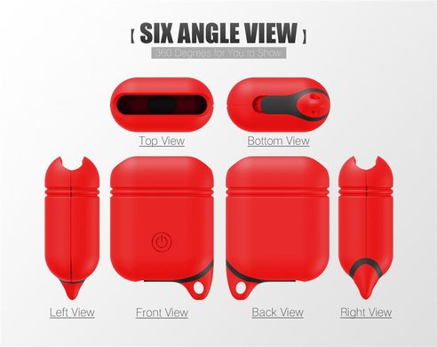 Силіконовий чохол C-KU для навушників AirPods Red з карабіном