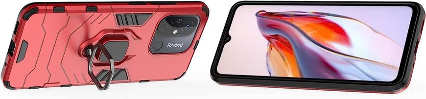 Чехол Iron Ring для Xiaomi Redmi 12C противоударный бампер с подставкой Red