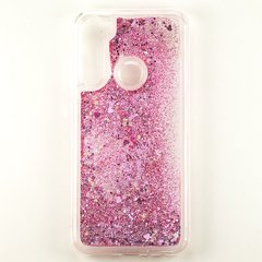 Чехол Glitter для Xiaomi Redmi Note 8T Бампер Жидкий блеск сердце Розовый