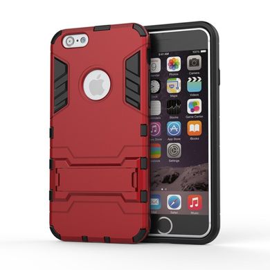 Чехол Iron для Iphone 6 Plus / 6s Plus бронированный Бампер с подставкой Red