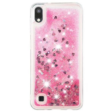 Чохол Glitter для Samsung Galaxy A10 2019 / A105 бампер Рідкий блиск серце Рожевий