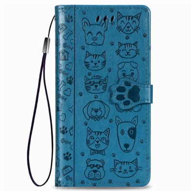 Чехол Embossed Cat and Dog для Iphone 7 / 8 книжка с узором кожа PU с визитницей голубой