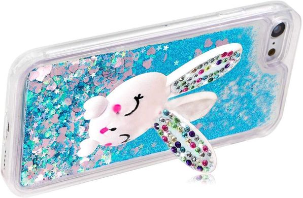 Чохол Glitter для Iphone SE 2020 бампер рідкий блиск Заєць Синій